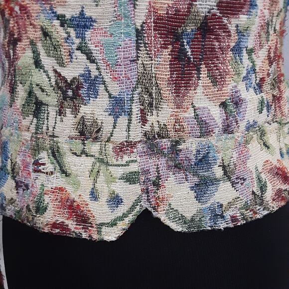 Free People Floral Tapestry Moto Jacket Zip Front Lined Cottage Grandma Bohemian - Picture 7 of 15